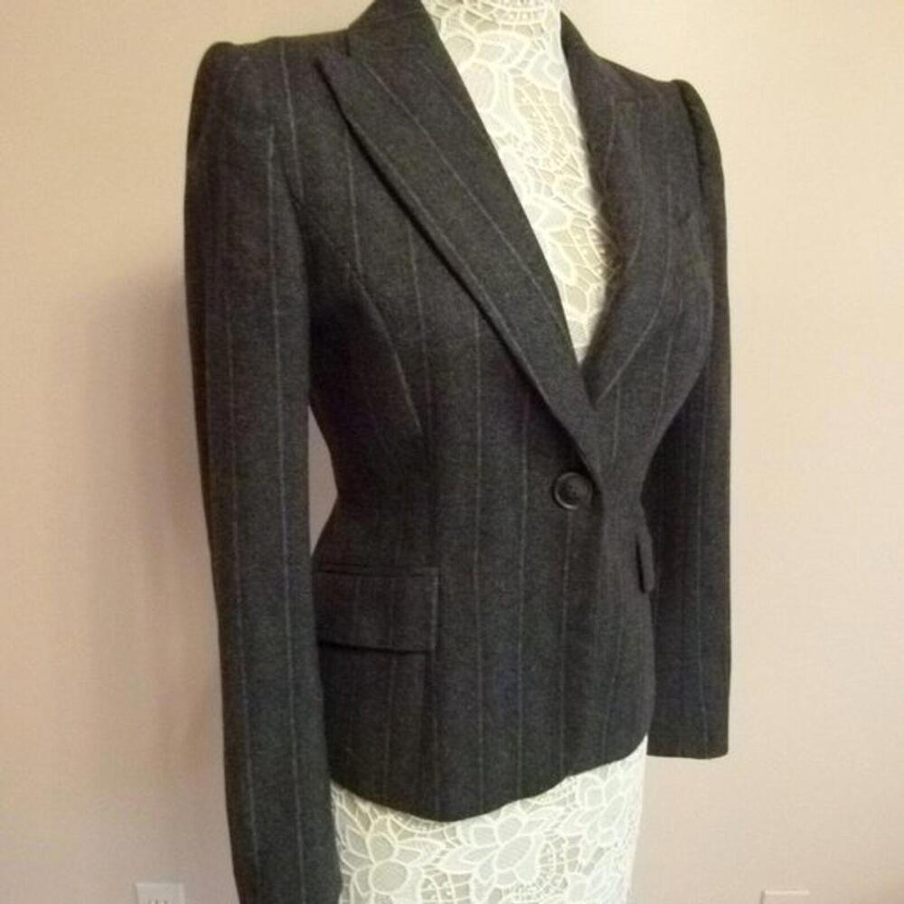 LKNW ZARA woman wool angora striped blazer 6